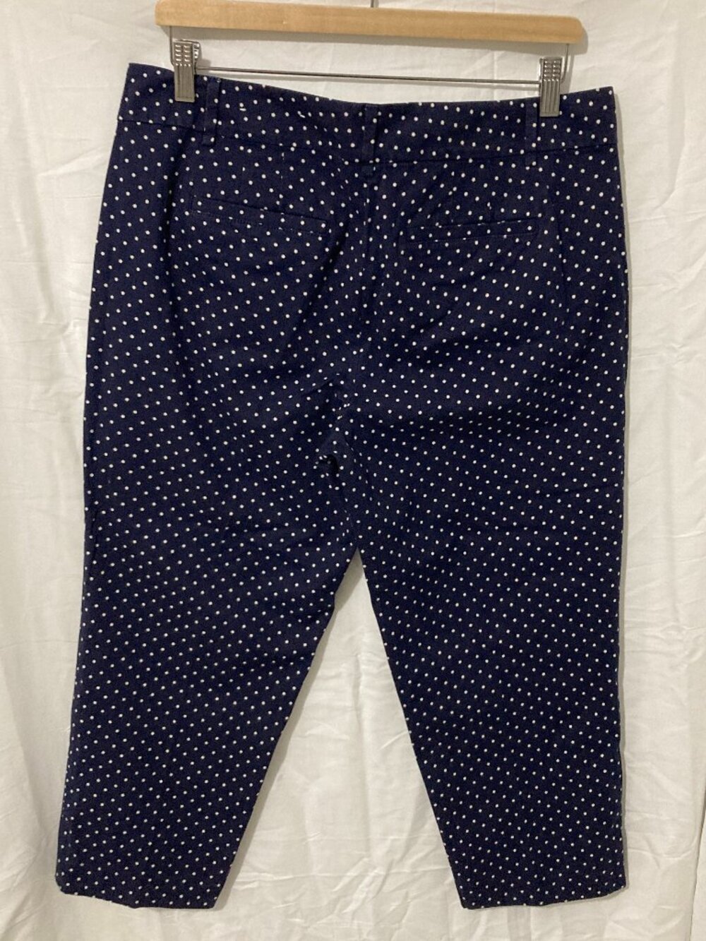 Loft Womens 10 Original Crop Blue Polka Dot Classic Prep Summer Chic Comfort - Picture 8 of 10